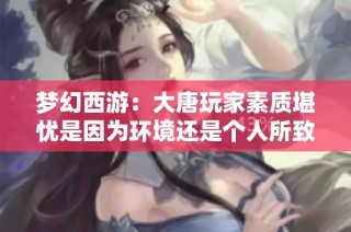 梦幻西游：大唐玩家素质堪忧是因为环境还是个人所致