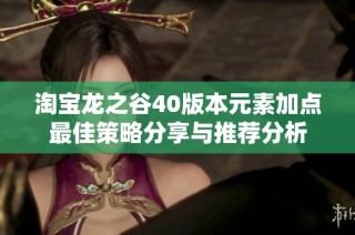 淘宝龙之谷40版本元素加点最佳策略分享与推荐分析