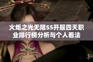 火炬之光无限S5开服四天职业排行榜分析与个人看法
