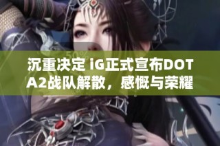 沉重决定 iG正式宣布DOTA2战队解散，感慨与荣耀并存