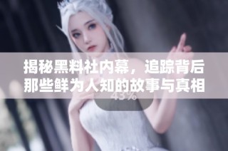 揭秘黑料社内幕，追踪背后那些鲜为人知的故事与真相