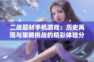 二战题材手机游戏：历史再现与策略挑战的精彩体验分析