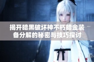 揭开暗黑破坏神不朽暗金装备分解的秘密与技巧探讨