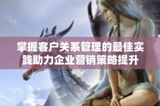 掌握客户关系管理的最佳实践助力企业营销策略提升