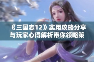 《三国志12》实用攻略分享与玩家心得解析带你领略策略游戏魅力