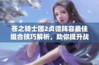 苍之骑士团2贞德阵容最佳组合技巧解析，助你提升战斗力