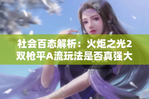 社会百态解析：火炬之光2双枪平A流玩法是否真强大