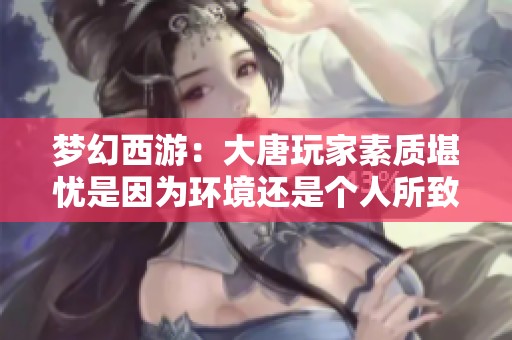 梦幻西游：大唐玩家素质堪忧是因为环境还是个人所致