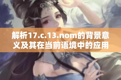 解析17.c.13.nom的背景意义及其在当前语境中的应用探讨