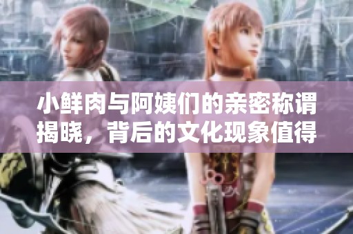 小鲜肉与阿姨们的亲密称谓揭晓，背后的文化现象值得探讨