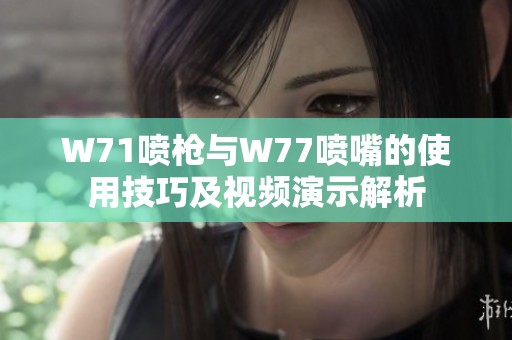 W71喷枪与W77喷嘴的使用技巧及视频演示解析