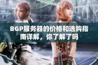 BGP服务器的价格和选购指南详解，你了解了吗