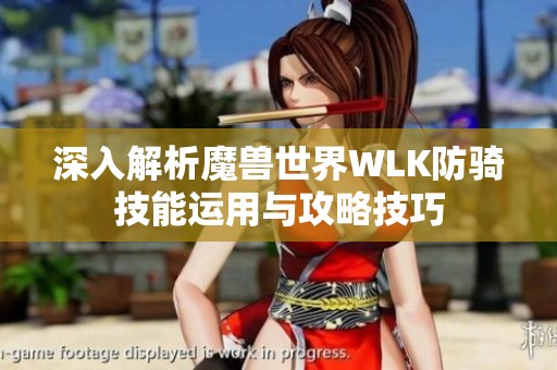 深入解析魔兽世界WLK防骑技能运用与攻略技巧