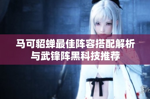 马可貂蝉最佳阵容搭配解析与武锋阵黑科技推荐