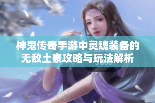 神鬼传奇手游中灵魂装备的无敌土豪攻略与玩法解析