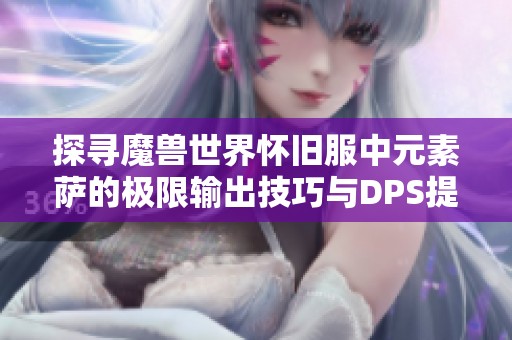 探寻魔兽世界怀旧服中元素萨的极限输出技巧与DPS提升方法详解